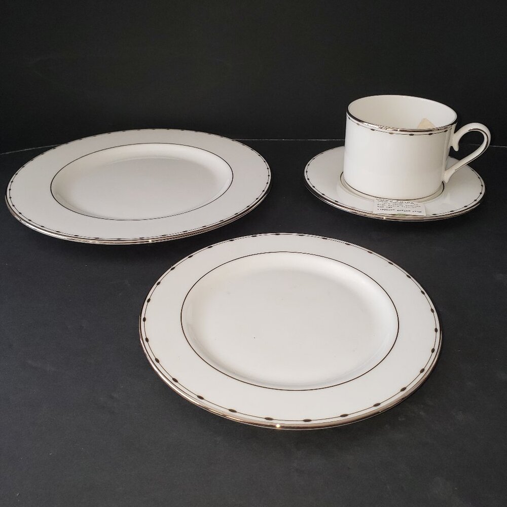 Lenox Grand Central 4 Pieces, Cup & Saucer, Bread and Salad Plate NEW